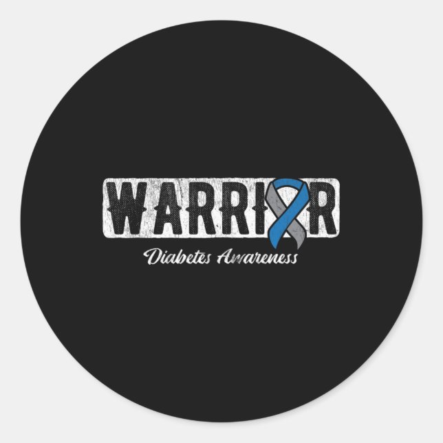Warrior Diabetes Awareness  Classic Round Sticker (Front)