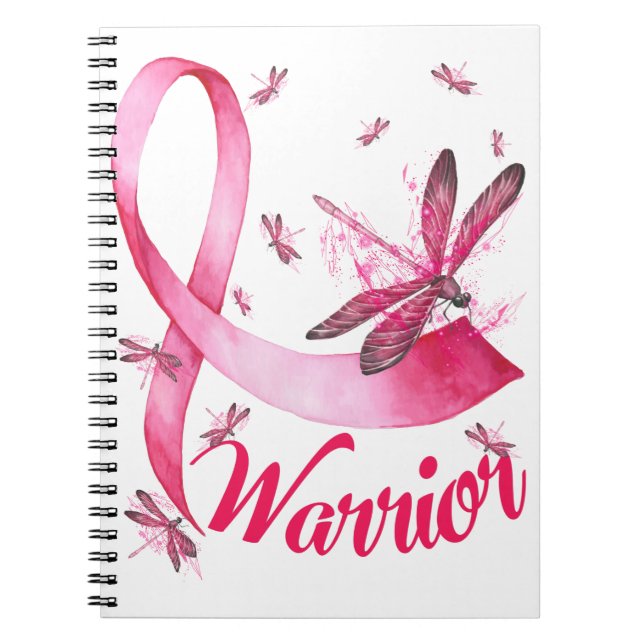 Warrior Dragonfly Breast Cancer Awareness T-Shirt. Notebook (Front)