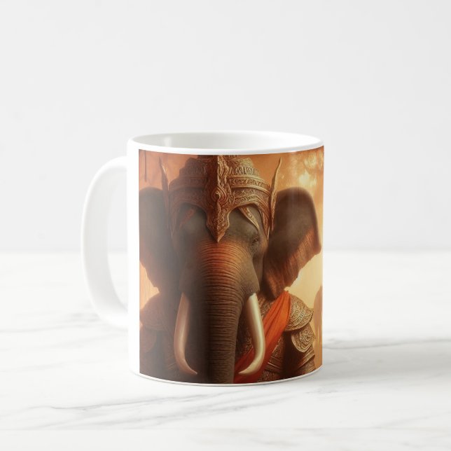 "Warrior elephant in Forest" Coffee Mug (Front Left)