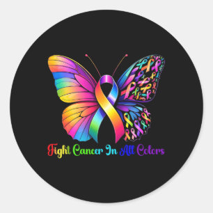 Warrior Fight Cancer in and Every Colour Ribbon Classic Round Sticker