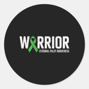 Warrior Fighter Cerebral Palsy Awareness CP Ribbon Classic Round Sticker
