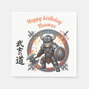 Warrior Fighter RPG Knight Anime Chibi Birthday Napkin