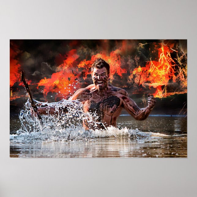 WARRIOR FIGHTING IN WATER POSTER (Front)