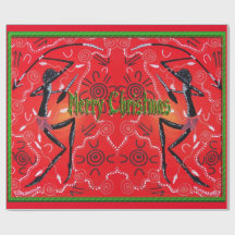Warrior Full Aboriginal Christmas Wrapping Paper