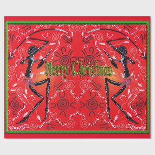 Warrior Full Aboriginal Christmas Wrapping Paper