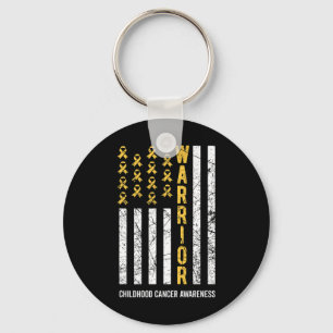 Warrior Gold Ribbon Childhood Cancer Awareness Key Ring
