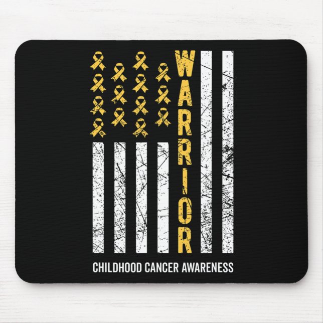 Warrior Gold Ribbon Childhood Cancer Awareness  Mouse Pad (Front)