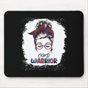 Warrior Heart Disease Bleached Messy Bun Survivor Mouse Pad