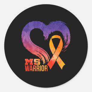 Warrior Heart Multiple Sclerosis Awareness Month 1 Classic Round Sticker