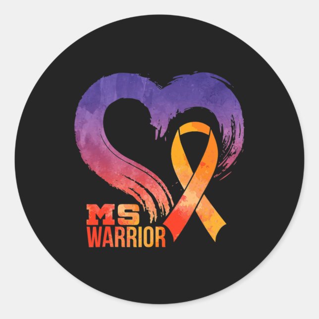 Warrior Heart Multiple Sclerosis Awareness Month 1 Classic Round Sticker (Front)