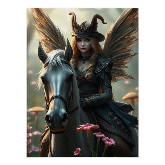 Warrior Horse Fairy Fantasy Art  Poster (Front)