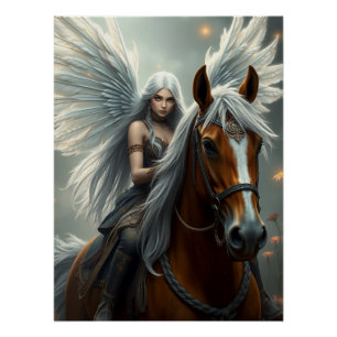 Warrior Horse Fairy Fantasy Art  Poster