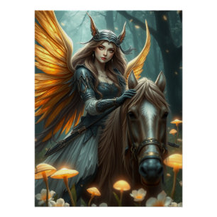 Warrior Horse Fairy Fantasy Art  Poster