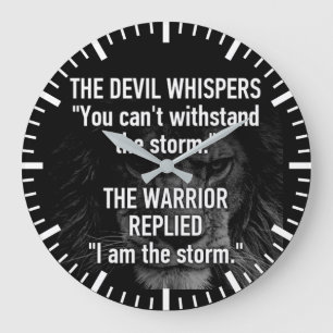 Warrior - I Am The Storm - Lion Beast Motivational Large Clock