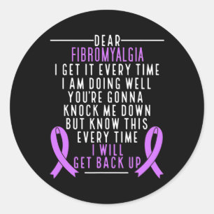 Warrior I Will Get Back Up Fibromyalgia Awareness  Classic Round Sticker