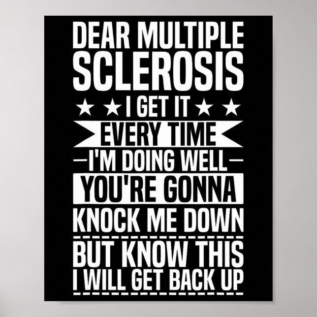 Warrior I Will Get Back Up Multiple Sclerosis Awar Poster (Front)