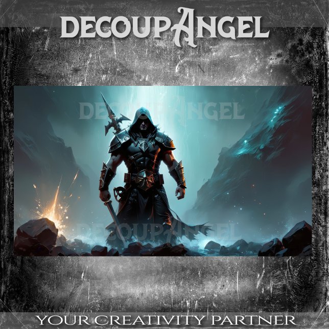 Warrior in armour among the rocks -Decoupage- Tissue Paper (Creator Uploaded)