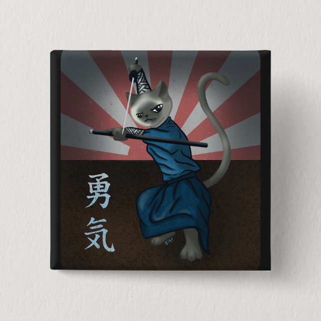 Warrior Kitten 15 Cm Square Badge (Front)