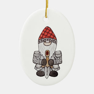 Warrior Knight Gnome Ceramic Ornament
