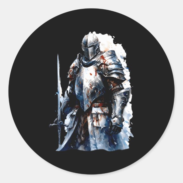 Warrior Knights Of Mediaeval Crusades Classic Round Sticker (Front)