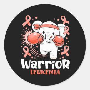 Warrior Leukaemia Awareness Cute Boxing Elephant Classic Round Sticker