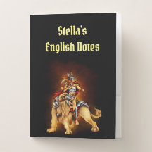 Warrior Lion Rider Fantasy Pocket Folder