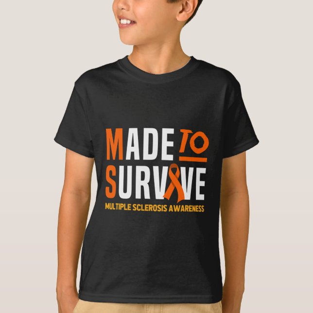 Warrior Made To Survive Ms Multiple Sclerosis Awar T-Shirt (Front)