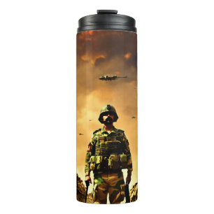 Warrior March – Military Power & Honor Graphic Tee Thermal Tumbler