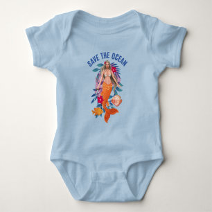 Warrior Mermaid - Save The Ocean Baby Bodysuit