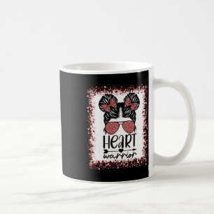 Warrior Messy Bun Leopard Heart Disease Awareness Coffee Mug