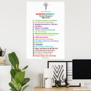 Warrior Mindset Positive Affirmations Poster