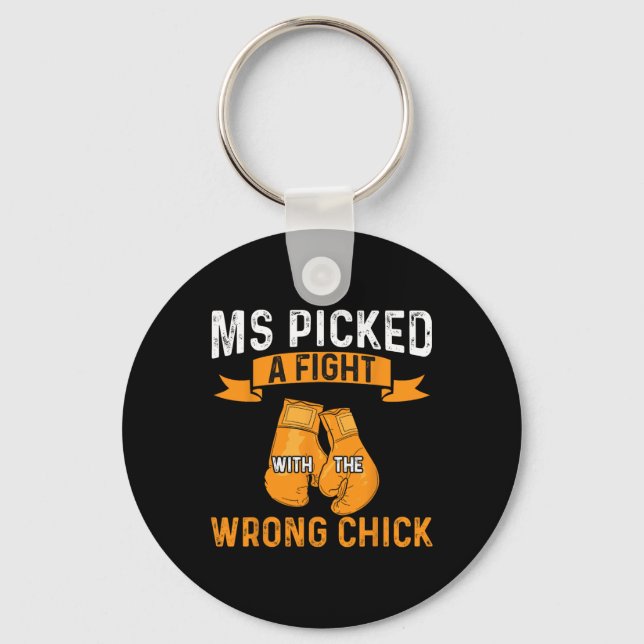 Warrior Ms Picked A Fight Multiple Sclerosis Aware Key Ring (Front)