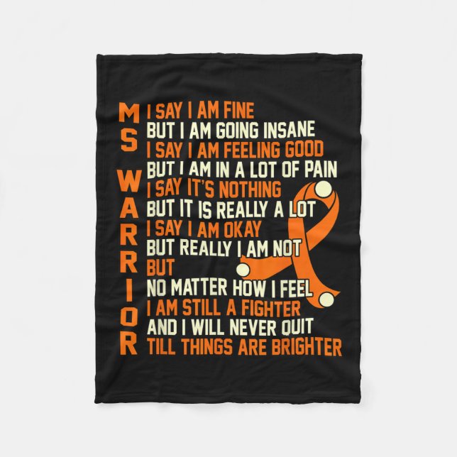 Warrior Multiple Sclerosis Awareness Graphic  Fleece Blanket (Front)