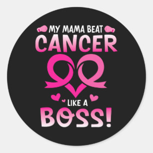 Warrior My Mama Beat Breast Cancer Like A Boss Fig Classic Round Sticker