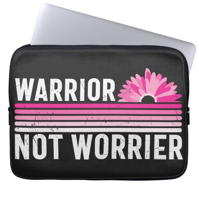 Warrior not Worrier Breast Cancer Awareness Laptop Sleeve (Front)