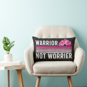 Warrior not Worrier Breast Cancer Awareness Lumbar Cushion