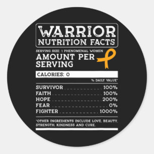 Warrior Nutrition Facts Leukaemia Awareness Ribbon Classic Round Sticker