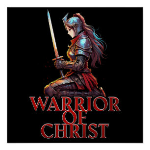 Warrior of Christ Woman Prayer Christian Bible  Poster