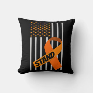 Warrior Orange Ribbon Leukaemia Cancer Awareness Cushion