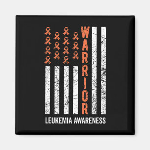 Warrior Orange Ribbon Leukaemia Cancer Awareness Magnet
