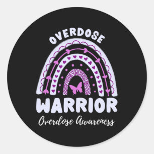 Warrior Overdose Awareness Rainbow 2 Classic Round Sticker