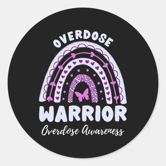 Warrior Overdose Awareness Rainbow 2  Classic Round Sticker (Front)