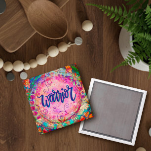 Warrior Pink Floral Inspirational Pretty Trendy  Magnet