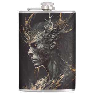 Warrior Portrait Fantasy Painting Dark Character Hip Flask