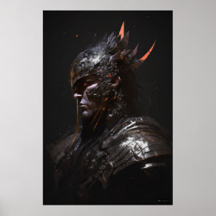 Warrior Portrait Fantasy Painting Dark Character  Poster
