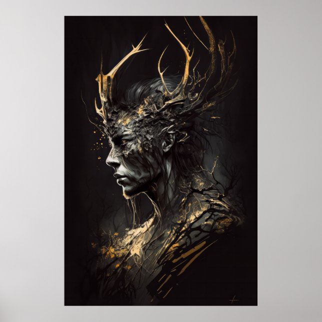 Warrior Portrait Fantasy Painting Dark Character  Poster (Front)