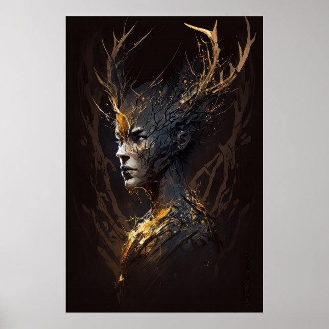 Warrior Portrait Fantasy Painting Dark Character  Poster (Front)