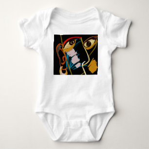 Warrior Portrait: Primitive Oil Abstraction Baby Bodysuit