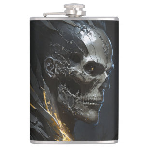 Warrior Portrait Skull Fantasy Painting Wild Art Hip Flask