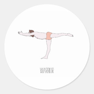 Warrior pose classic round sticker